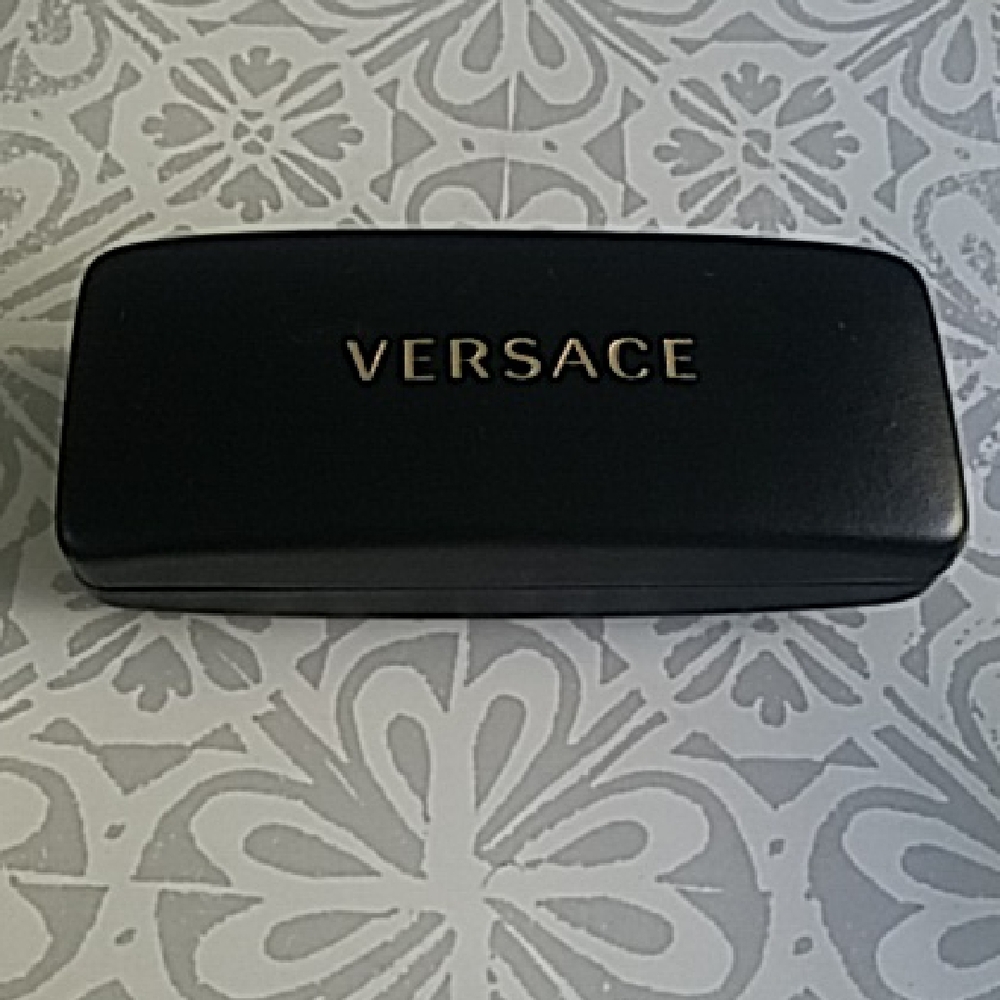 Versace Black Leather Sunglasses Glasses Hard Case